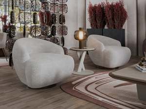 Modern Luxury Eco-Friendly Solid Teak Wood <b>Sofa</b> Set Curved 7 Seater Boucl Coffee <b>Side</b> <b>Table</b> Contemporary Villa Living Room - Product Image 4