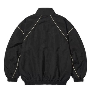 Men's White Windproof <b>Racer</b> <b>Jacket</b> Stand Collar Zipper Closure Casual Spring Polyester Shell Loose Fit Left Sleeve Logo - Product Image 4