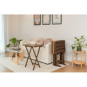 XL Oversized <b>Folding</b> Tray <b>Table</b> Set of 4 with Rack Rustic Espresso Dining <b>Tables</b> - Product Image 6