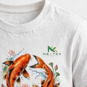 NEXTEX เสื้อยืดคอกลมลายปลาคาร์ฟโลตัสสีขาวผ้าฝ้ายเนื้อนุ่มเสื้อยืดลำลองคอกลม - Product Image 5