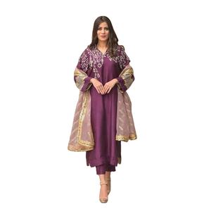 2023 Collection de tissus de mariage de créateur pakistanais Salwar Kameez costume en soie Viscose coton rayonne lin pour les fêtes de l'Aïd - Product Image 1