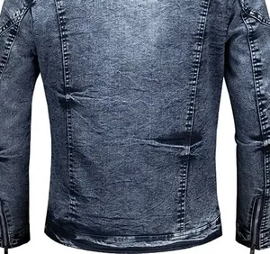 Chaqueta de Mezclilla para Hombre, Lavado Ácido, Corte Ajustado, Diseño Desgastado, para Ropa Urbana y Casual - Product Image 5