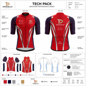 Maillot de cyclisme haute performance personnalisé, respirant, en polyester, avec fermeture éclair intégrale, poches arrière et ourlet en silicone - Product Image 6