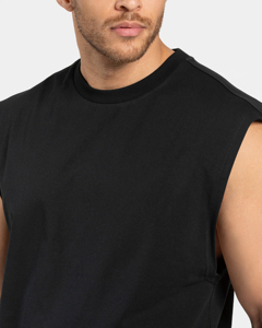 Camiseta sin mangas personalizada para hombre, de poliéster y algodón, cuello redondo, corte holgado, estilo casual urbano, ropa de estilo de vida para mí - Product Image 3
