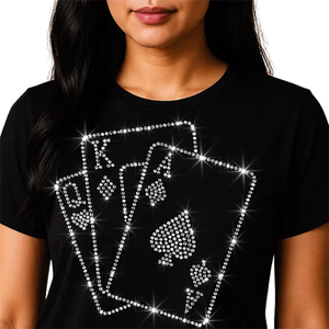 เสื้อยืดผู้ชาย OEM ประดับเพชรเทียม ผ้าฝ้ายเจอร์ซีย์ 100% แขนสั้น คอกลม สไตล์ลำลอง สำหรับฤดูร้อน - Product Image 3