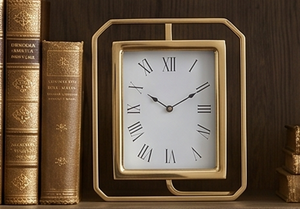 Reloj de Mesa Rectangular de Metal Premium con Acabado en Color Dorado, Perfecto para una Decoración Elegante del Hogar y un Estilo Atemporal - Product Image 5