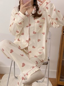 Women's Striped Pajama Set Drawstring Closure Cotton Sleepwear Full Length Pants Soft Breathable Eco-Friendly Casual Spring Wear - Product Image 6