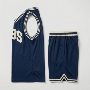 MBS ชุดเสื้อบาสเก็ตบอลผ้าตาข่ายสีน้ำเงินเข้มกางเกงขาสั้น unisex สำหรับผู้ใหญ่ระบายอากาศชุดกีฬาทุกฤดูกาลเครื่องแบบฟุตบอล SE - Product Image 3