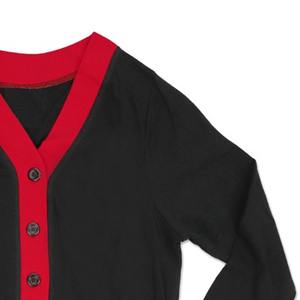 Women's Black <b>Red</b> V-Neck <b>Cardigan</b> Full Sleeve Preppy Style Button Front Knit Sweater 100% Acrylic Autumn Wear - Product Image 5