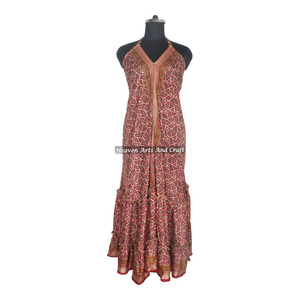New <b>Bohemian</b> Women Spring <b>Summer</b> <b>Dress</b> Ethnic Printed Sleeveless Long Women Maxi Vintage Silk Sari Casual <b>Dresses</b> Ladies Elegant - Product Image 6
