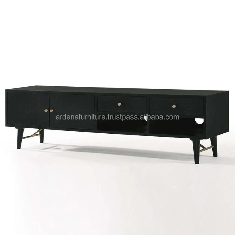 Mahagony Massivholz feine Fernsehtische modern Luxus-Tischschrank Aufbewahrung Wohnzimmermöbel mit solider schwarzer Farbe