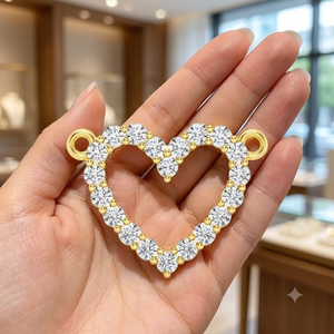 Collar con Colgante de Corazón Abierto, Diseño Clásico, Diamante Cultivado en Laboratorio, Oro Real de 10K, Joyería Fina de Lujo, Hecho a Mano, para Mujer - Product Image 4