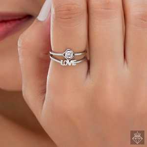 PRAO Bague en cristal lettres d'amour taille réglable - Product Image 2