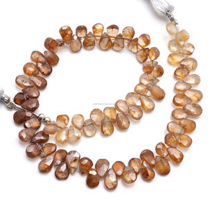 ลูกปัดพลอยเพทายสีน้ำตาลธรรมชาติคุณภาพพรีเมียมรูปทรงลูกแพร์เจียระไนแบบแฮนด์เมด รับรองโดยบุคคลที่สาม สำหรับทำสร้อยข้อมือ - Product Image 1