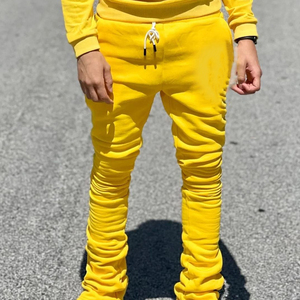 Custom Men's Flared Pants Set with Crop Top Matching Fashion Casual & Party Wear <b>Elastic</b> Waist Drawstring Closure - Product Image 2