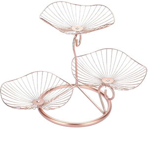 Panier à fruits en aluminium finition or rose, style classique, accessoires de cuisine métalliques, panier en fil de fer, panier à fruits décoratif - Product Image 1