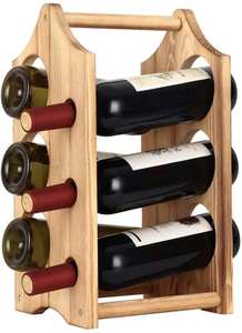Natural Finish Wooden <b>Wine</b> <b>Rack</b> <b>For</b> Home Kitchen Dining Area Decorative <b>Wine</b> Bottle Storage Display Stand - Product Image 2
