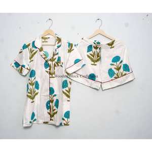 Conjunto de Pijama de Verano para Mujer, Transpirable, 100% Algodón, Manga Corta, Estampado Floral, Camiseta de Dormir Suave de Secado Rápido, Lavable a Máquina - Product Image 3