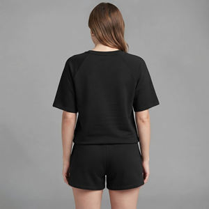 2 Piece Hip Hop Style Loose Fit Embroidery T-Shirt and Shorts Summer <b>Twin</b> <b>Set</b> for <b>Women</b> 100% Cotton - Product Image 2