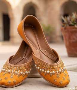 Custom Design Women Khussa Fashion Pumps Handmade Traditional Pakistani <b>Embroidered</b> Flats Premium Ethnic Footwear Wholesale - Product Image 5