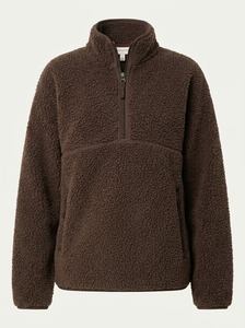 Brown <b>Sherpa</b> Fleece Half Zip Pullover Women's <b>Sherpa</b> Lined Sweatshirt Soft Touch <b>Hoodie</b> Winter Polyester ODM for Casual Outdoor - Product Image 4