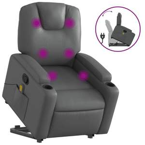 Fauteuil de massage inclinable gris avec fonction de levage - Product Image 2