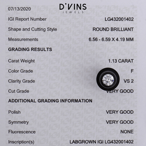 D'vins Jewels - Diamante Cultivado en Laboratorio, Corte Brillante Redondo, 1 Quilate, E VVS2, Excelente Corte, Surat, para Joyería, Modelo DJ 456 - Product Image 2