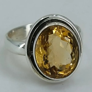 Citrine 925 Sterling Silver <b>Boho</b> Statement Promise <b>Ring</b> for Women Yellow Gemstone 10 x 12 mm Oval November Birthstone Month - Product Image 5
