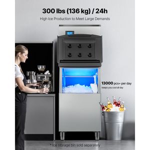 Macchina per il Ghiaccio Industriale da 300 Libbre/24h per Cucine Commerciali, in Acciaio Inossidabile da 20 Pollici, con Pulizia Automatica e Produzione Programmata - Product Image 3