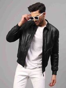 Veste en cuir véritable pour homme, veste de motard en cuir de vachette de qualité supérieure, vêtement d'extérieur décontracté et tendance, style classique vintage, cadeau idéal - Product Image 3