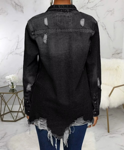 เสื้อเชิ้ตยีนส์สไตล์วินเทจลายสามมิติสำหรับผู้หญิง เนื้อผ้านุ่ม ระบายอากาศได้ดี น้ำหนัก 360 กรัม ออกแบบมาเพื่อความสบายและมีเสน่ห์ทางแฟชั่น - Product Image 3