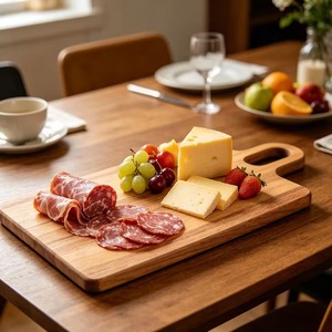 Planche à découper rectangulaire en bois de noyer premium de 1,5 cm d'épaisseur avec poignée découpée, plateau de service pour charcuterie, bloc de préparation moderne et durable - Product Image 4