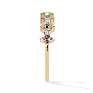 Anillo de Oro Sólido de 14K con Diamantes Cultivados en Laboratorio de Corte Marquise y Corte Redondo, Diseño Único, para Regalo, Fiesta y Aniversario - Product Image 3
