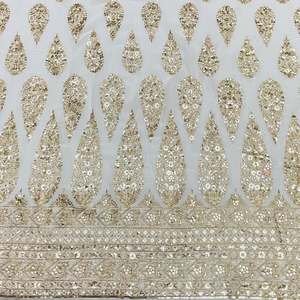 Premium Abaya Sequin Embroidery Fabric Velvet Net Mesh <b>Textile</b> For Gulf UAE Modest Fashion Garment Supply - Product Image 1