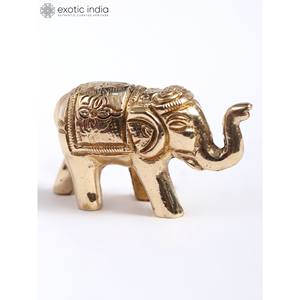 Petite statue d'éléphant décorative en laiton de 2 pouces faite à la main pour la décoration intérieure et la sculpture de cadeaux fabriquée en Inde - Product Image 4