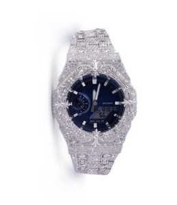 Reloj Digital de Lujo para Mujer, de Acero Inoxidable, con Cristal Azul, Diamantes Moissanite, Cobertura Total, Caja de 42 mm, Resistente al Agua 10 Bar - Product Image 1
