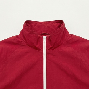 Red <b>Zip</b>‑Front Track Jacket — Lightweight Unisex Windbreaker with White Contrast Zippers & Adjustable Hem | OEM/ODM Private Label - Product Image 3