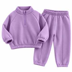 Ensemble de survêtement polaire unisexe Jerry Wear personnalisé pour enfants, avec pull demi-zip et pantalon de jogging, coupe-vent et écologique - Product Image 2