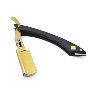 Rasoir de barbier vintage pliable en acier à lame droite avec manche en bois pour homme (sans lame) - Product Image 3