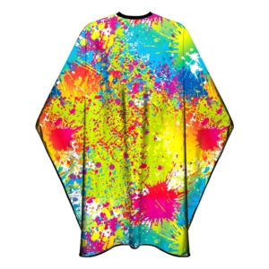 Capa de Barbero con Logotipo Personalizado, Diseño Colorido con Efecto Salpicado, Tela Impermeable y Transpirable, Botones a Presión Ajustables, Venta Especial - Product Image 1