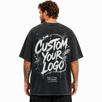 T-shirt en coton épais 270 GSM à effet vieilli, imprimé numérique vintage DTG, lavé, pour l'été, à prix réduit