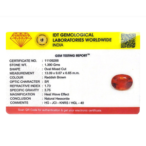 Handcrafted 6.95 Ct Oval Cut Hessonite Gomed Loose Gemstone for Fine Jewelry - Product Image 4