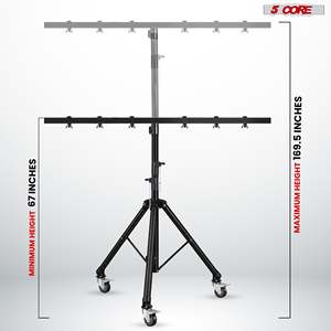 Trípode para Luces de DJ EL de 5 Núcleos, Modelo LS 144 6 BLK WHLS con Ruedas, Barra Transversal de 79 Pulgadas, 6 Puntos Ajustables, Soporte de Iluminación para Escenario de 169.5 Pulgadas - Product Image 6