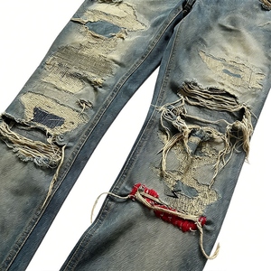 Jeans de Mezclilla Desgastados de Alta Calidad, Estilo Vintage, Retro, con Parches, Corte Holgado, para Hombre, Pantalones Casuales de Moda - Product Image 6