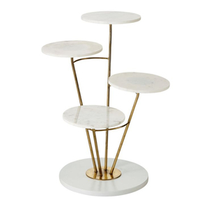 Attractive Look Premium Quality Metal Made Flower Shape Cake Platter Handmade With Gold Trim Round Dessert Display <b>Stand</b> - Product Image 3