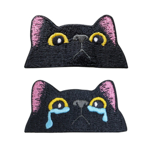 Cute Cat Face Embroidered <b>Hook</b> And Loop Patch - Product Image 4