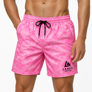 Custom <b>Men</b> Quick Dry Pink Beach Board Shorts | Sublimation Swim <b>Trunks</b> | Lightweight Polyester Swimwear with Elastic Drawstring - Product Image 1