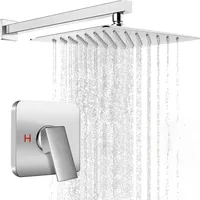 Robinet de douche encastré en acier inoxydable, mitigeur moderne chaud/froid, système de douche complet, logo personnalisé pour la vente en gros et les projets