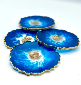 Hexagon Shape Epoxy Resin <b>Coaster</b> Supplies Royal <b>Blue</b> Color Crafts Top Quality Resin <b>Coaster</b> - Product Image 6