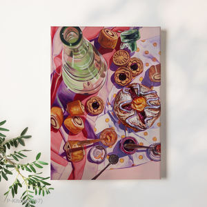 Impresiones en Lienzo Coloridas para Comedor, Pintura de Natureza Muerta de Repostería, Postre Impresionista, Comida Maximalista, Decoración de Pared de Panadería Gourmet - Product Image 1